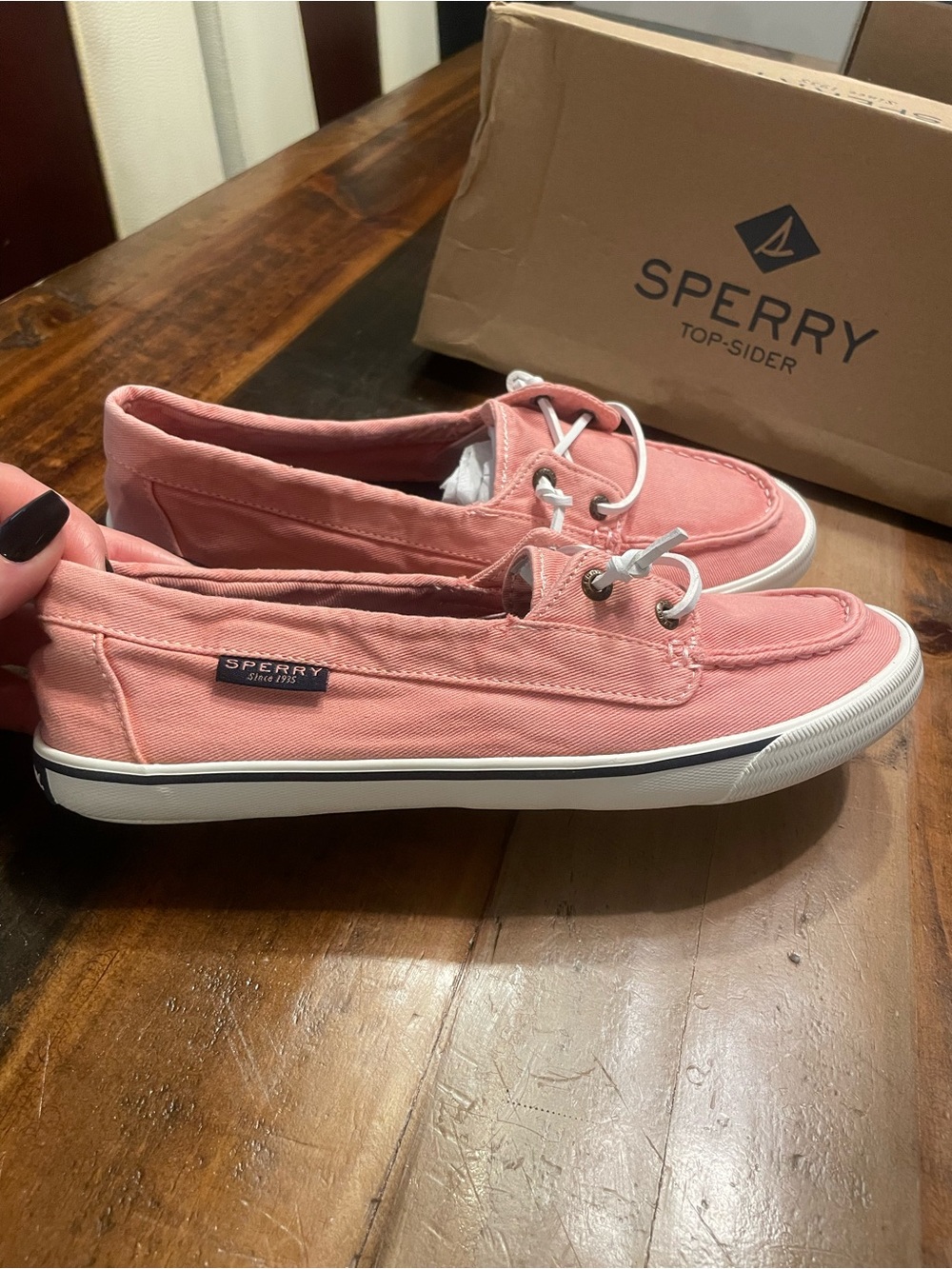 New Sperry Memory Foam Women's Pink Rose Canvas Slip-On Boat Shoes Lounge away
